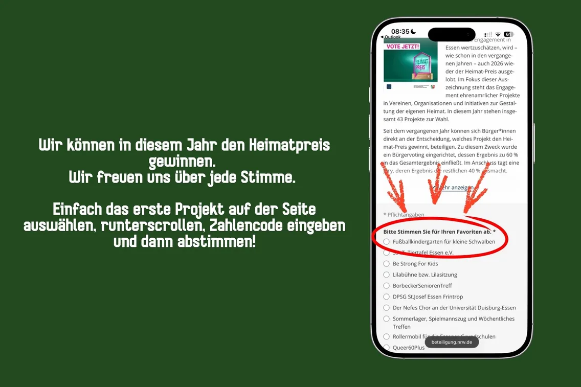 Foto zum Newsartikel Votet beim Heimatpreis 2026 für uns!